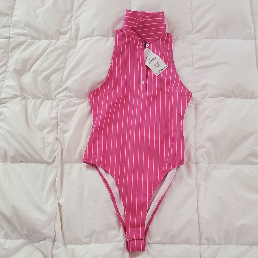 Zara Pink Striped Bodysuit